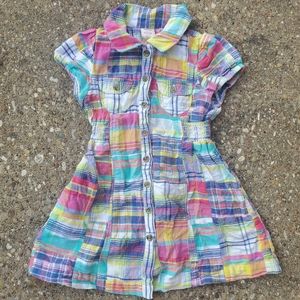 Old Navy Plaid Shirt Dress Smocked Waist Button Front 2T Toddler